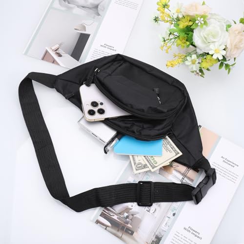 Zocipro 2 Stück Gürteltasche Damen und Herren, Bauchtasche Outdoor Sport Wasserdicht mit Verstellbarer Gurt, Stylische Gürteltasche zum Umhängen, Schwarz + Grau