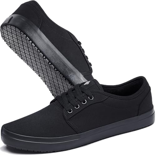 Non Slip Work Shoes for Men & Women Food Service, Unisex Black Casual Stain & Oil Slip Resistant...