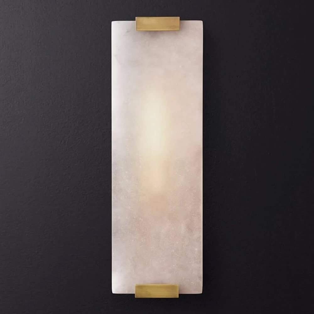 HPTHLY Marble Wall Sconce Lighting Fixture Square Wall Lamp Shade, Indoor Art Deco Wall Mount Light Living Room Sconces E27 Wall Lamps For Bedroom Bedside Living Room (Gold-46Cm)