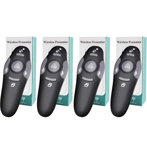 (4 Units) Wireless Presentation Clicker for PowerPoint, Wireless Presenter Remote with Laser Pointer Slide Clickers for Mac/Windows/Linux, Computer/Laptop, Google Slide/PPT/Keynote