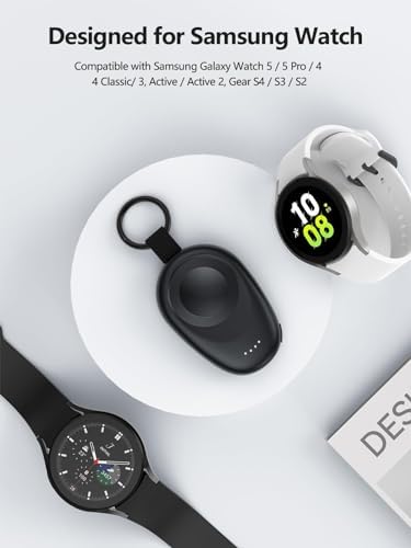 LVFAN Przenośna ładowarka do zegarka Samsung Watch, 1400 mAh, szybkie ładowanie, ładowarka Galaxy Watch, bezprzewodowa magnetyczna ładowarka do zegarka Galaxy Watch 6/6 Classic/5 Pro/5/4/3, Active2/1