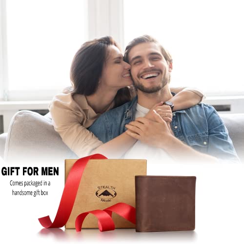 Image of Stealth Mode Leather Bifold Wallet for Men With ID Window and RFID Blocking