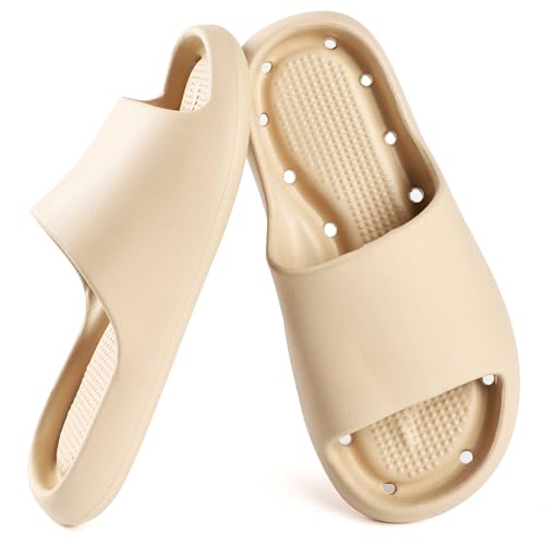 Image of Arch Support Shower Shoes for Women and Men Quick Drying with Drain Holes Slide Sandals Soft Cushioned Anti-Slip Pool Slides Comfort Bathroom Shower Slides