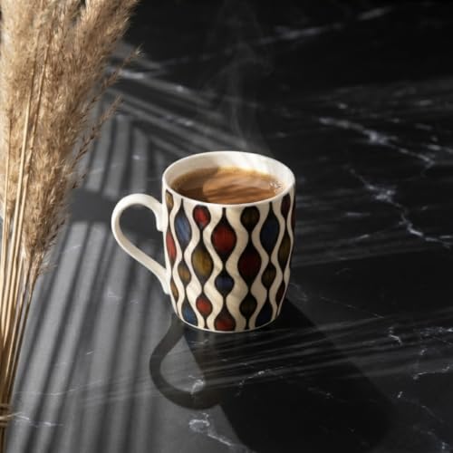Image of Dandy Lines New Ray Abstract, Ceramic Coffee Mug Set, Pack of 4, Microwave & Dishwasher Safe, Great for Home Use & Gifting