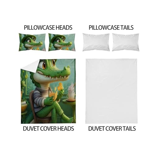 Housse de couette crocodile 260x220 en microfibre douce pour éviter les draps rêches