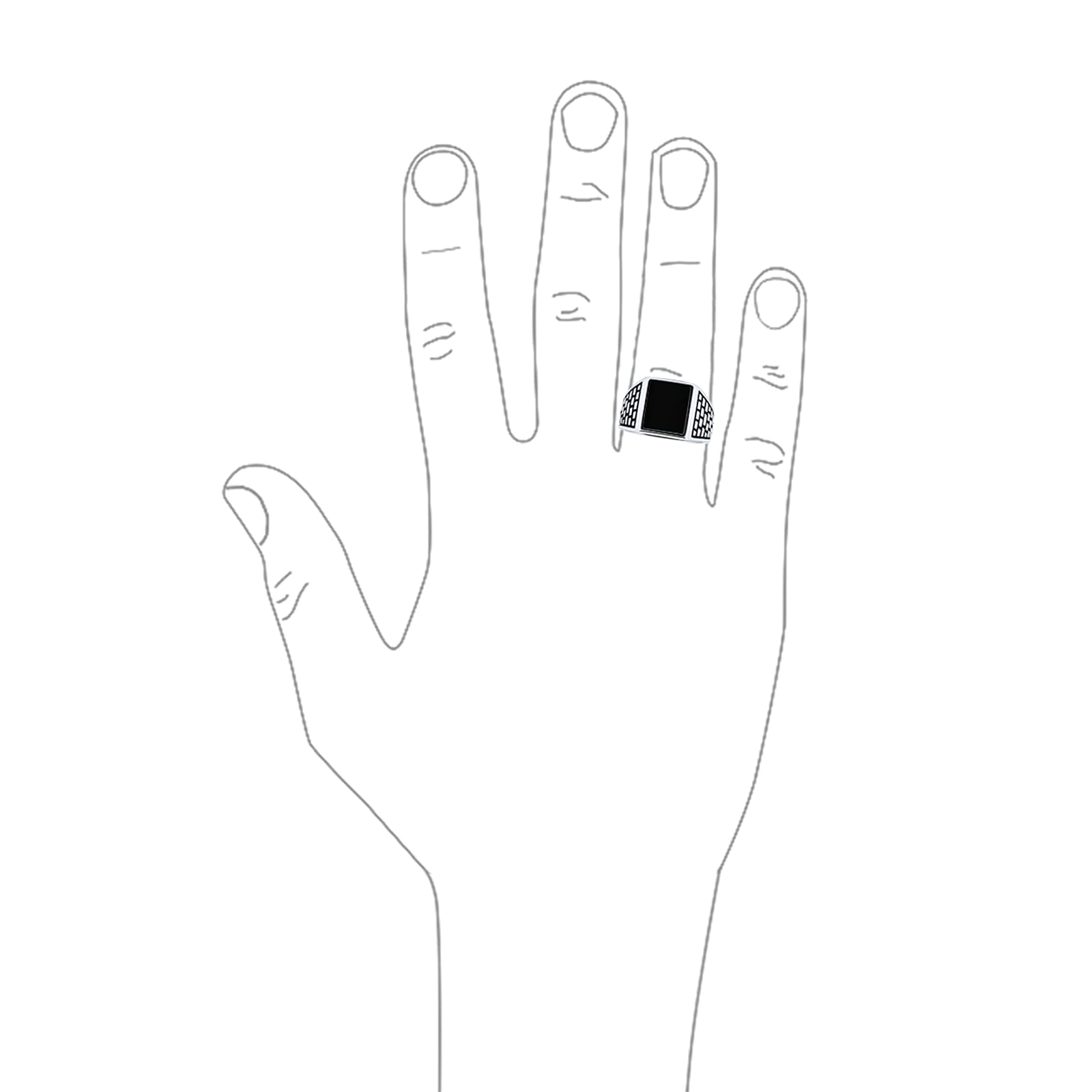 Personaliza anillo sello rectangular para hombre de piedra preciosa ónix negro con acento de ladrillo de piedra clásica retro elegante plata de ley .925 fuertemente oxidada hecho a mano en Turquía