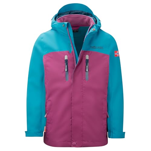 Trollkids Girls Bryggen 3in1 Jacket 140, Bright Berry