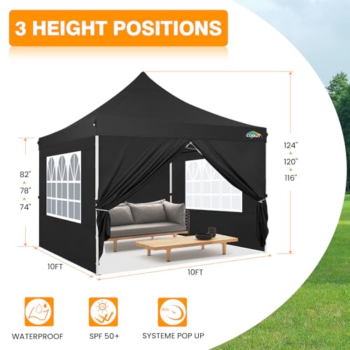 Image of COBIZI 10x10 Pop up Canopy Tent for Parties, Easy Setup, 4 Walls,4 Sandbags