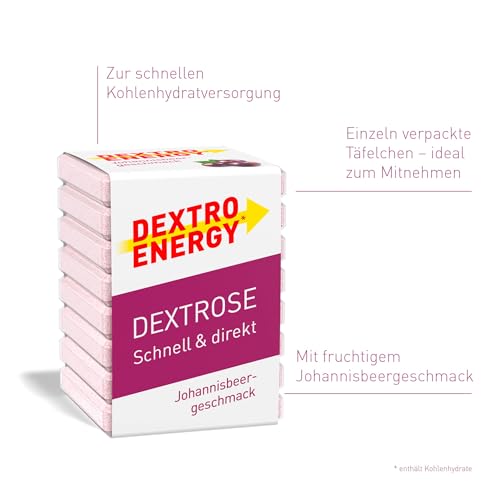 DEXTRO ENERGY WÜRFEL JOHANNISBEERE (18er Pack) - Traubenzucker Würfel mit Kohlenhydraten, Würfel mit Dextrose, mit Maltodextrin, Laktosefrei, Glutenfrei – Bild 3