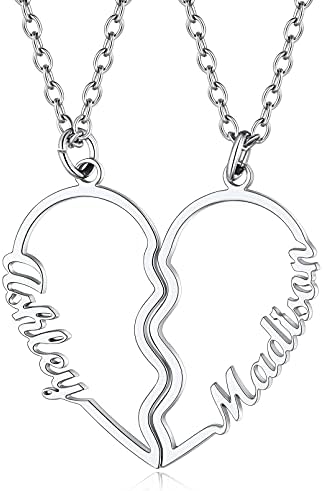 Custom4U 1-6 Pieces Heart Puzzle Jigsaw Necklace,Birthstone Pendant Set,Personalised Family/Friendship/Bff/Couple Jewelry Gift for Women Girls Mum Dad Fathers Day Mothers Day Valentines Day Birthday Christmas(with Gift Box)