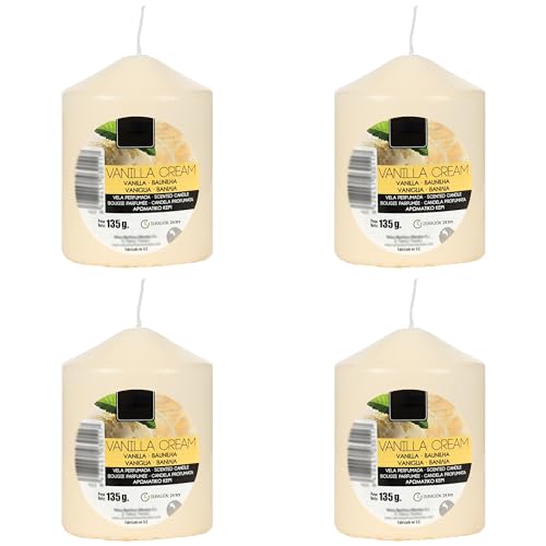 4 Stück Duftkerze Duft Vanillecreme, Beige Stumpenkerzen 7x5.7cm,...