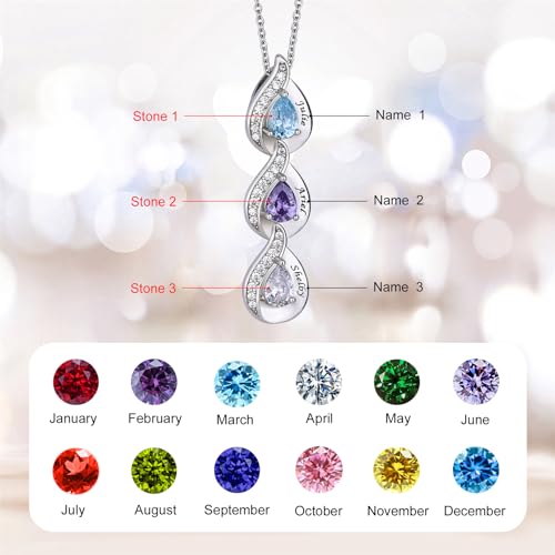 Personalized Sterling Silver Mom Necklace with Birthstone Name Custom Mother Necklaces for Women Girlfriend Mom Wife4