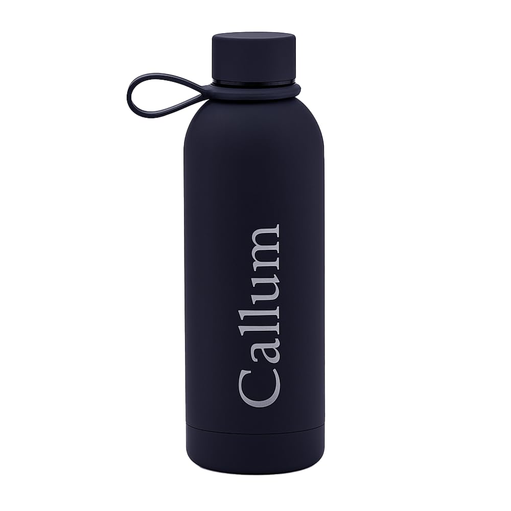 Engraved Personalised Water Bottle 500ml, Navy, Vacuum Flask