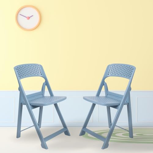 Image of ITALICA Phoenix Folding Chair /Space Saving Chairs /Folding Chair for Balcony, Garden, Patio /Indoor & Outdoor /Sturdy & Durable Chair for Comfortable Seating (Army Grey, Set of 2)