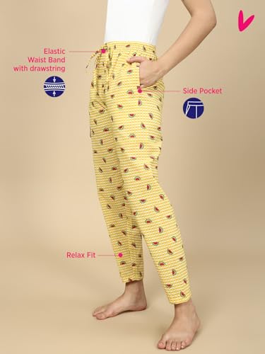 Image of PYNK by Lux Cozi Women's Cotton Printed Palazzo Pyjama Relaxed Lounge Pants | Super Soft Comfortable | Loungwear Pyjama Pant-Pack of 1