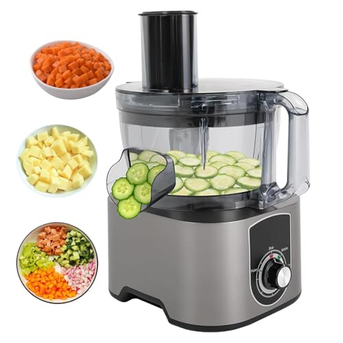 lilishangmao Picadora De Verduras Y Frutas 3 En 1, Procesador De Alimentos Eléctrico para Cebollas, Zanahorias Y Pepinos, 2 Cuchillas De Rejilla Y 1 Cuchilla para Rebanar, para Restaurantes