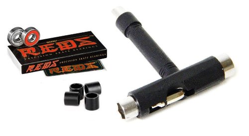 Bones Reds Bearings + Skate T-Tool + Spacers (Black)