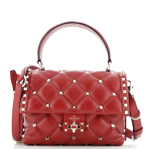 Valentino Garavani, Pre-Loved Candystud Top Handle Bag Leather Medium, Red