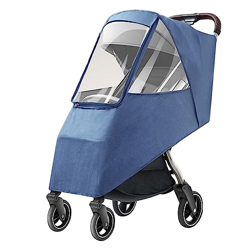 Universal Stroller Rain Cover - Waterproof, Windproof, Dustproof, Coldproof - Breathable Material, Ventilation Holes for Unrestricted Airflow (Linen Blue)