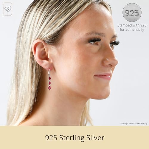 925 Sterling Silver Dangle Earrings for Women | Hypoallergenic Birthstone Earrings with Leverback | Simulated Gemstone Dangle Drop Earring by MAX + STONE2