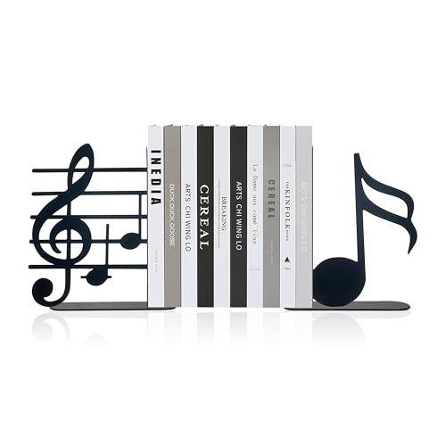 Ecqizer BOOK ENDS Musical Note Bookend,Metal Bookend,Bookends Decorative,Home Decorative Bookends,Bookshelf Holder,Gifts cover