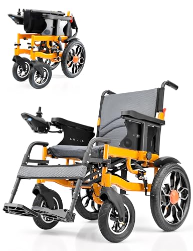 Silla de ruedas eléctrica portátil plegable con asientos más anchos, batería de litio extraíble de 20 Ah, alcance de 25 km, silla de ruedas eléctrica para discapacitados y personas mayores
