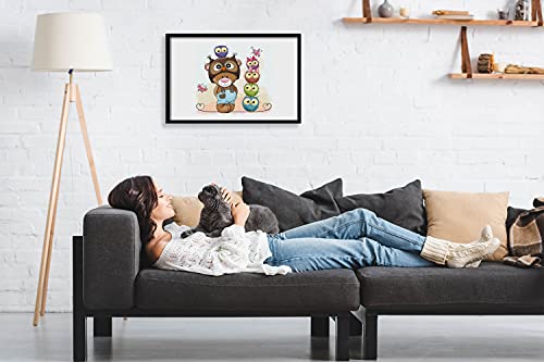 Affiche décorative hiboux Tulup cadre 60x40 cm pour salon