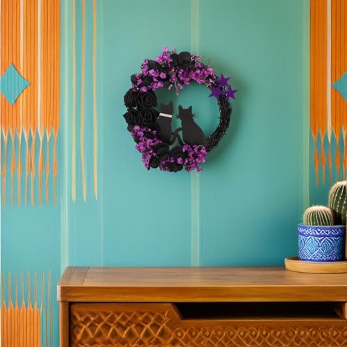 Couronne de chat pour Halloween : guirlande murale en rotin tressé - 6