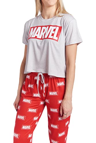 Marvel Avengers Womens Pajama Shirt And Jogger Pants Grey/Red Small #TOP1