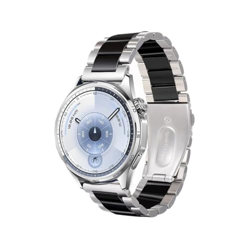 に適合22mmメタルセラミックストラップ、Huawei Watch GT6 Pro GT5/4/3 46mm、Amazfit GTR 4/Balance 2、Garmin 970/965用(Silver black,For Huawei GT6 46mm)
