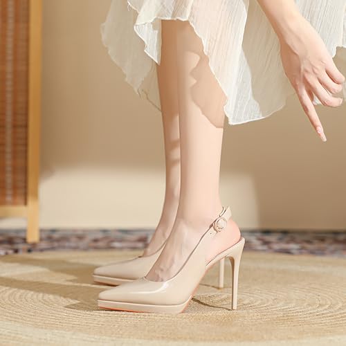 Women's Slingback High Heels Patent Leather Platform Closed Pointed Toe Stilettos Pumps Fashion Party Dress Shoes for Women4