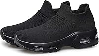DOUSSPRT Womens Walking Shoes Slip on Sock Air Cushion Sneakers Black — image 6