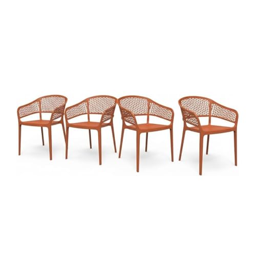 SP Berner SHAF - Pack 4 Sillas de Jardín Apilables Saona – Exterior Terraza y Balcón – Plástico Reciclado Resistente UV – Diseño Ergonómico – Fabricadas en España – Topo