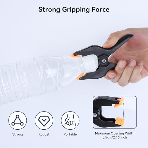 Image of UTEBIT 4 inch Professional Spring Clamps 4 inch Heavy-Duty Non‑Slip | 6 Pack Background Cloth Clips, Multi-angle Adjustable with Black Rubber Grip Clamps for Photography Studios, Woodworking
