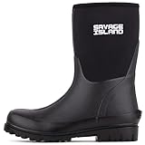 Savage Island Women's Short Neoprene Insulated Rubber Wellington Boots Warm Lined Fully Waterproof Wellies