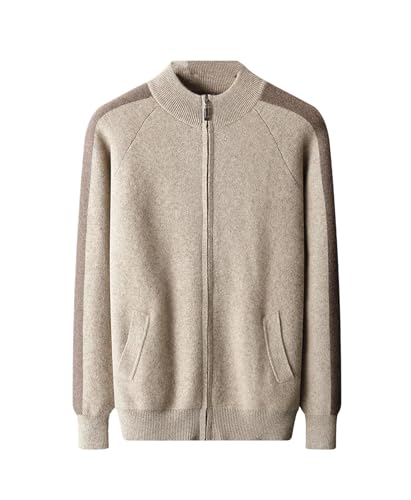Men's Cashmere Knit Cardigan Sweater Zipper Long Sleeve Fall Winter Color Matching Warm Outerwear