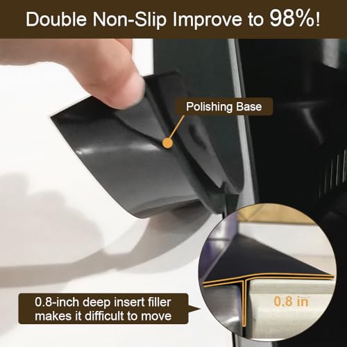 Image of Kitchen Silicone Stove Counter Gap Cover 25 Inch Side Gap Filler 2pcs Black