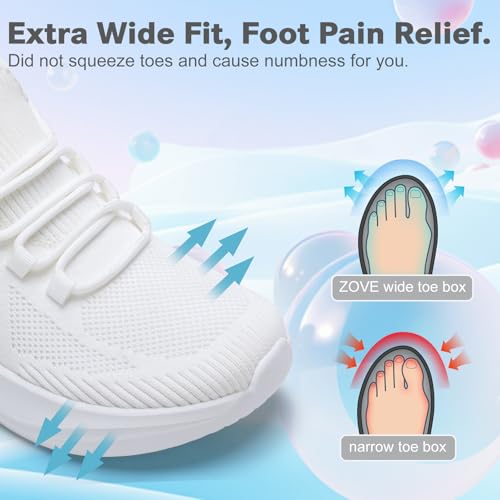 ZOVE Wide Toe Box Shoes Women Extra Wide Width Tennis Sneakers Ultra Light Running Shoes for Women Non-Slip Diabetic Walking Gym Workout Trainer2