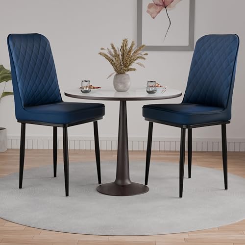 Image of IKON Premium Velvet Dining Chair with Cushioned Seat & Metal Legs | Premium Accent Chair for Living Room, Bedroom & Balcony | D.I.Y (Midnight Blue)