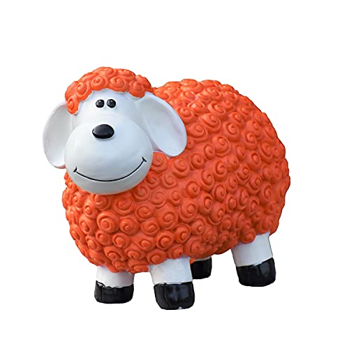 Geschenkestadl Gartenfigur Schaf wetterfest 23 cm hoch Tier Figur (Orange)