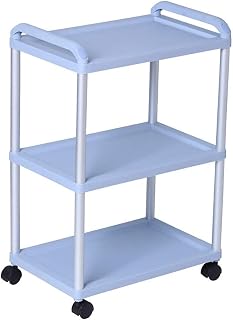 Multifunction Portable Hand Trucks,Large Trolly Cart 3 Tier Hotel Catering Cart with Handle, Plastic Restaurants Service Rolling Trolley for with Universal Wheel, 40Kg Load Capacity,Gray