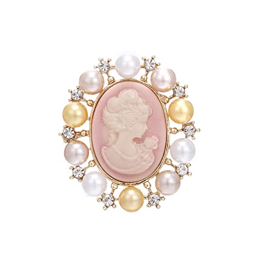 Image of lureme Vintage Elegant Victorian Lady Beauty Cameo with Crystal Brooch Pin (br000017)