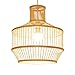 BOLEYE Lampe À Suspension Lanterne Créative en Bambou Lustre en Bambou Décoration Bar Suspension Géométrique en Bambou Tissé À La Main Suspension Lanterne en Rotin Tressé D'auvent en Panier Bambou