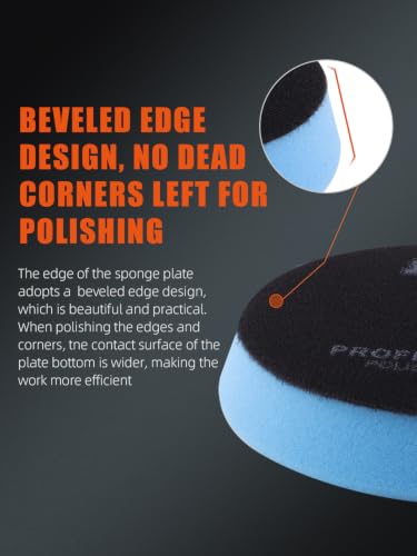 Image of Blue T60 Moderate-Cut Foam Polishing Pads, SPTA 1Pc 3.5 Inch Face for 3 Inch 80mm Backing Plate Compound Buffing Sponge Pads for Car Buffer Polisher Compounding, Polishing and Waxing -FPTSS3G