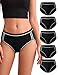 Briyat Unterhosen Damen 5er Pack Hotpants Baumwoll unterwäsche Damen Hohe Taille Slips Atmungsaktiv Hipster Panties Weich Frauen schlüpfer Schwarz M