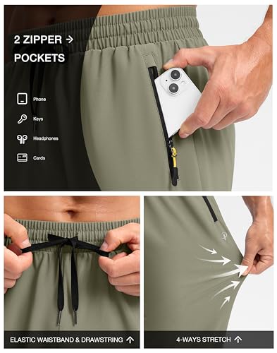 Image of Pudolla Men's Lightweight Hiking Pants Quick Dry Outdoor Sweatpants with Zipper Pockets for Athletic Workout Casual Travel