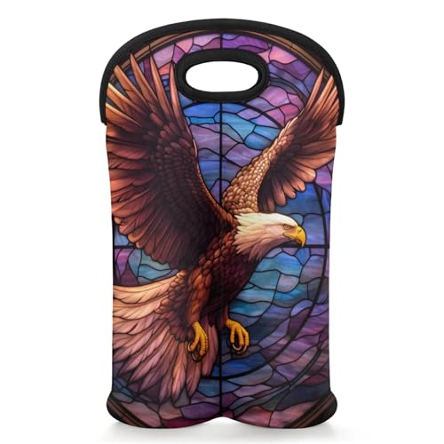 GzLeyigou 2 Bottles Fly Eagle's Wine Bag Sleeve Totes Neoprene Protective Wine Carrier Bag for Wine,Water, Champagne, Beer, Baby Bottles,Gift 14.5 x 10 Inches