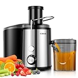 GDOR Juicer Machine 800W 3" Wide Mouth Juicer for Whole Fruits and Vegetables 3 Speeds Centrifugal Juicer Quick Juicing Juice Extractor Machine Easy to Clean with Brush Stainless Steel BPA-Free