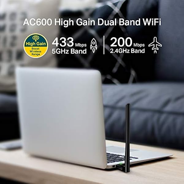 TP-Link Archer T2U Plus - USB WiFi адаптер, двухдиапазонный AC600, 2,4 ГГц 150 Мбит/с + 5 ГГц 433 Мбит/с, шифрование WPA3, совместим с Windows 10/8.1/8/7/XP и Mac OS X)