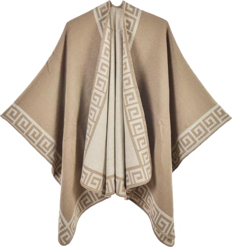 Women's Imitation Cashmere Scarf Shawl Reversible Thickened Split Cape Knitted Sweater Pashmina Shawls and Wraps